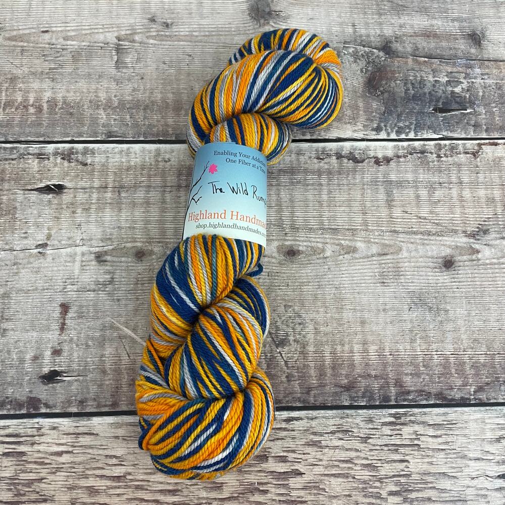 Highland Handmades 100% Superwash Merino Yarn Striped Maple Sock 320 yds
